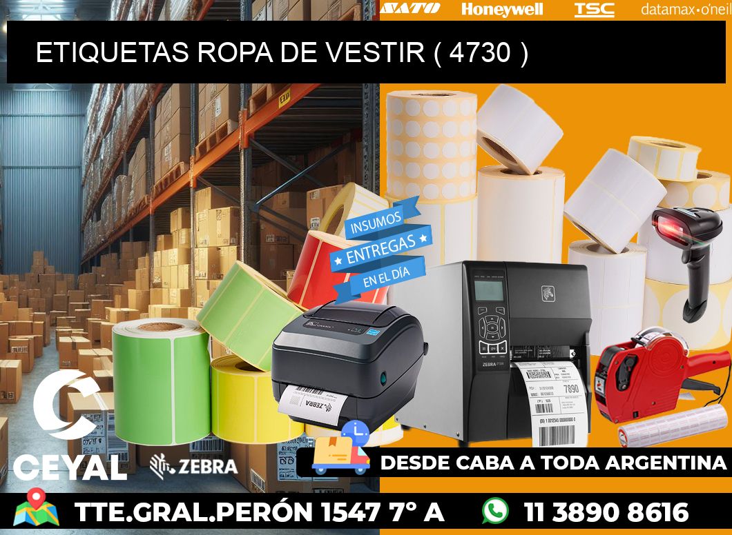 ETIQUETAS ROPA DE VESTIR ( 4730 )