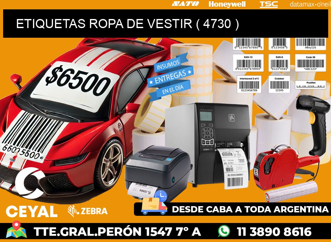 ETIQUETAS ROPA DE VESTIR ( 4730 )