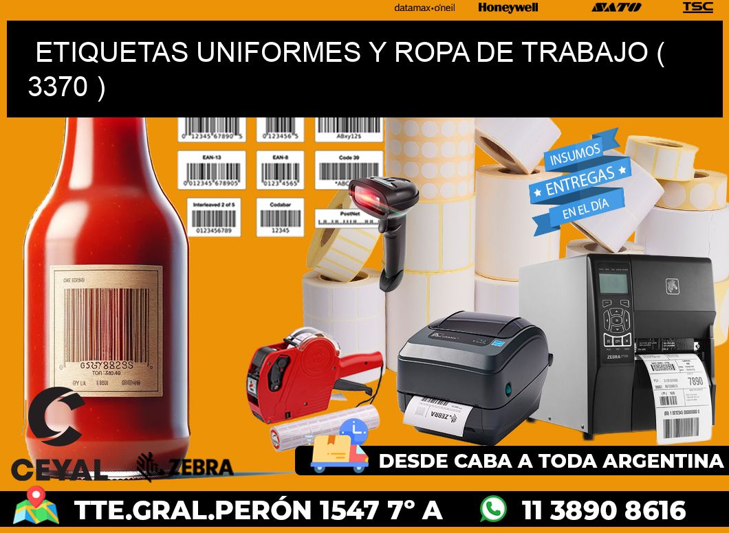 ETIQUETAS UNIFORMES Y ROPA DE TRABAJO ( 3370 )