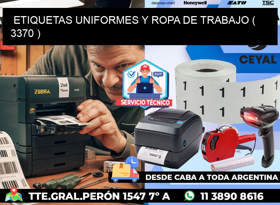 ETIQUETAS UNIFORMES Y ROPA DE TRABAJO ( 3370 )