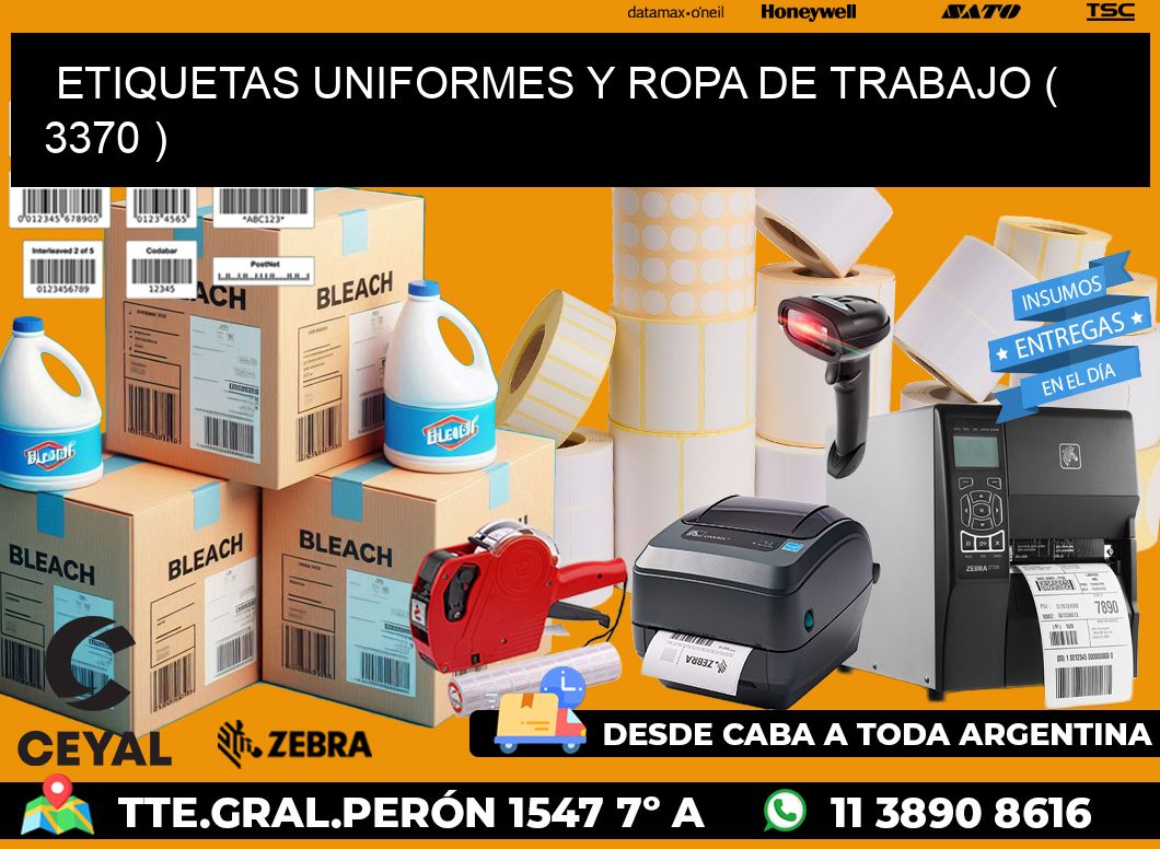 ETIQUETAS UNIFORMES Y ROPA DE TRABAJO ( 3370 )