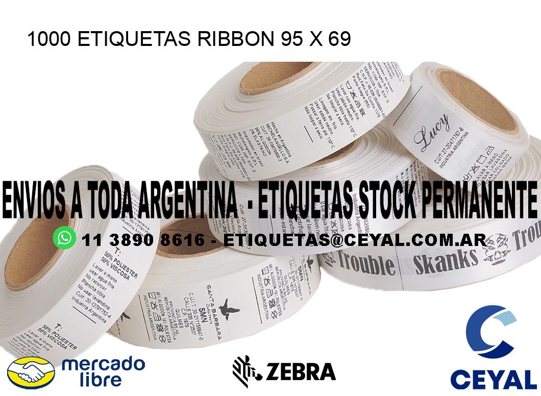1000 ETIQUETAS RIBBON 95 x 69