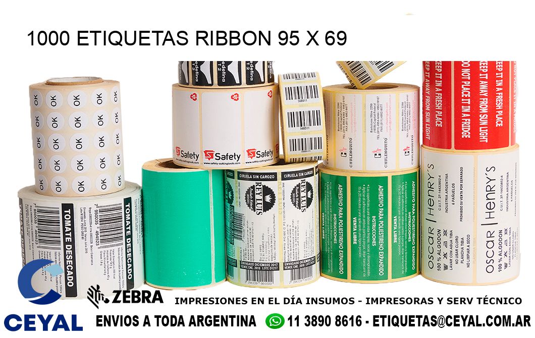 1000 ETIQUETAS RIBBON 95 x 69