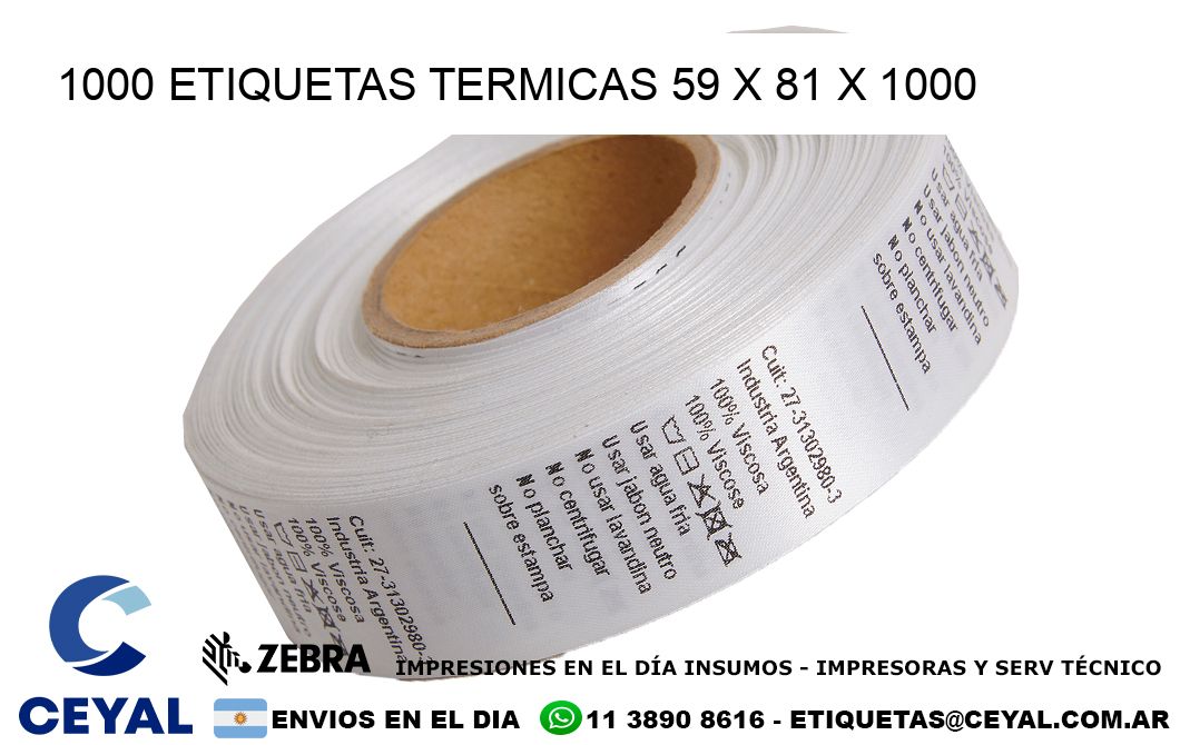 1000 ETIQUETAS TERMICAS 59 x 81 x 1000