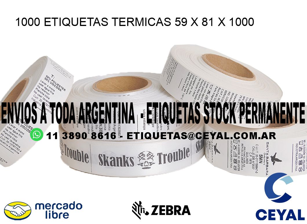 1000 ETIQUETAS TERMICAS 59 x 81 x 1000