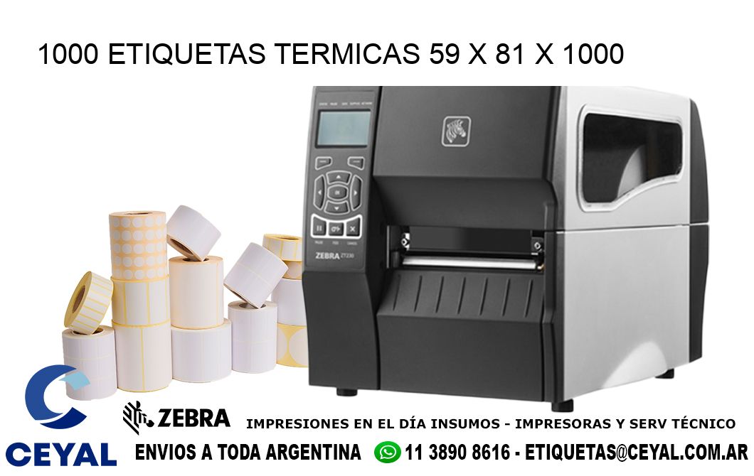 1000 ETIQUETAS TERMICAS 59 x 81 x 1000