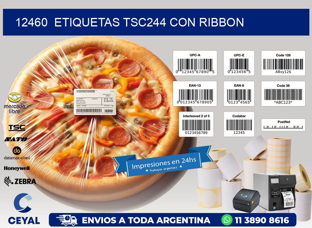 12460  ETIQUETAS TSC244 CON RIBBON