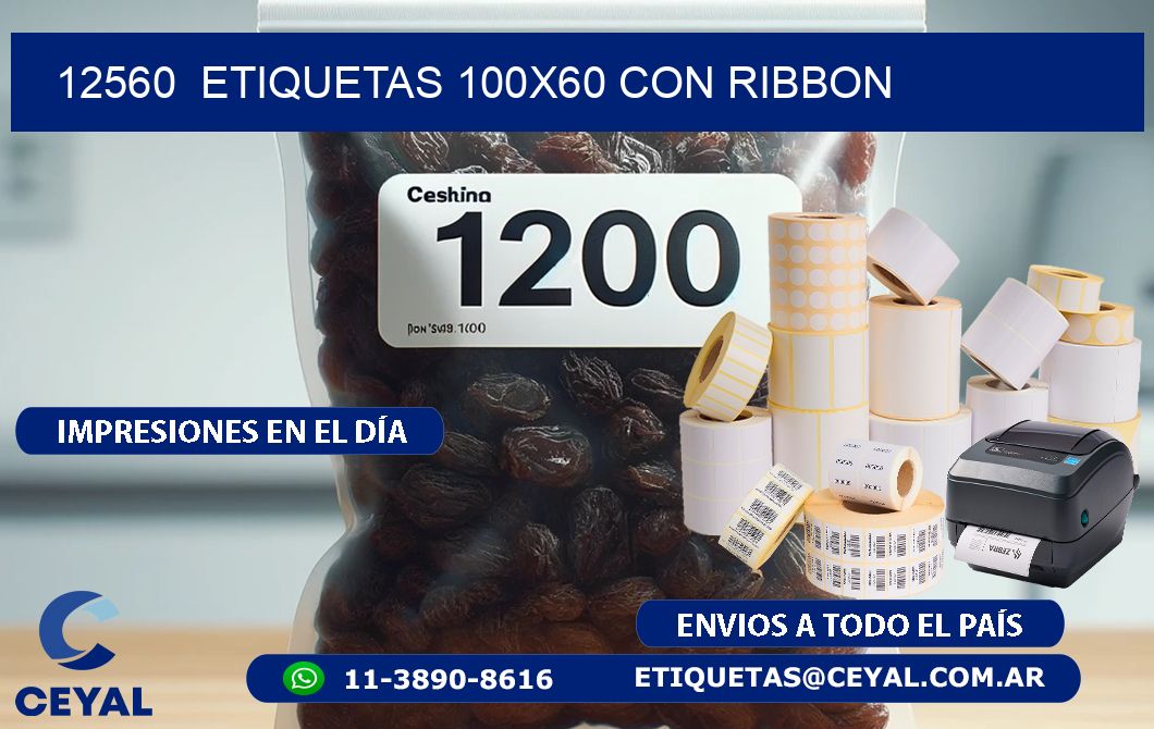 12560  ETIQUETAS 100X60 CON RIBBON