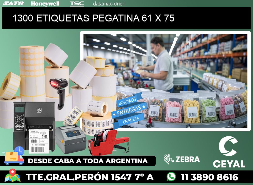 1300 ETIQUETAS PEGATINA 61 x 75