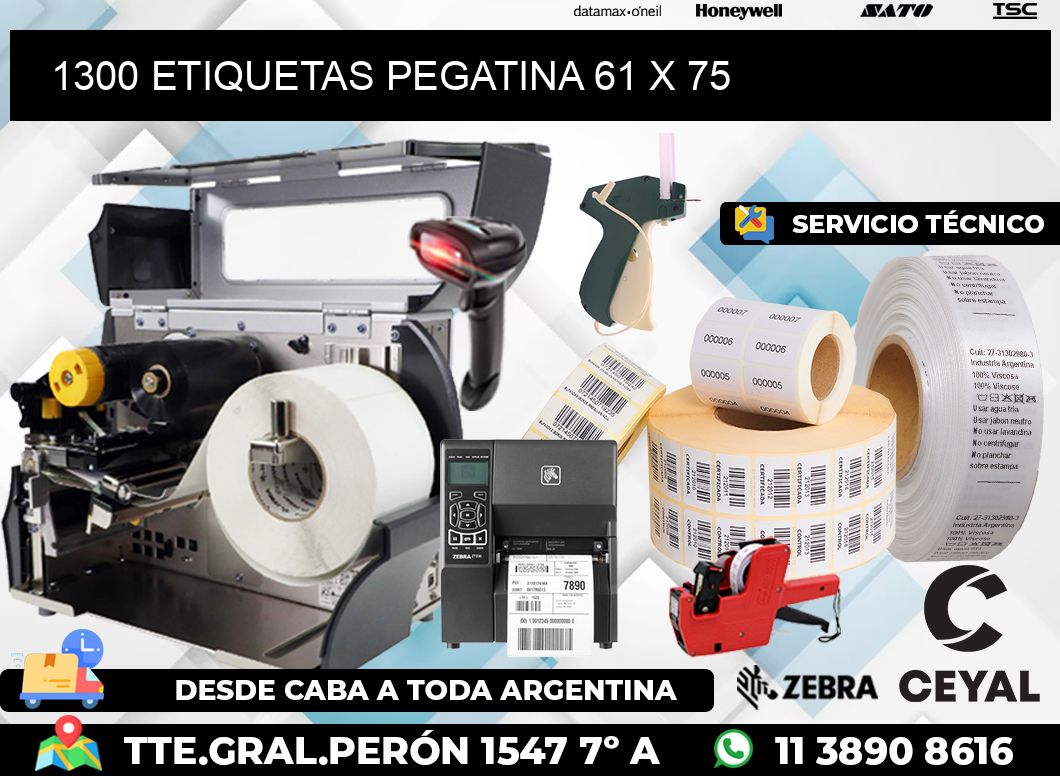 1300 ETIQUETAS PEGATINA 61 x 75