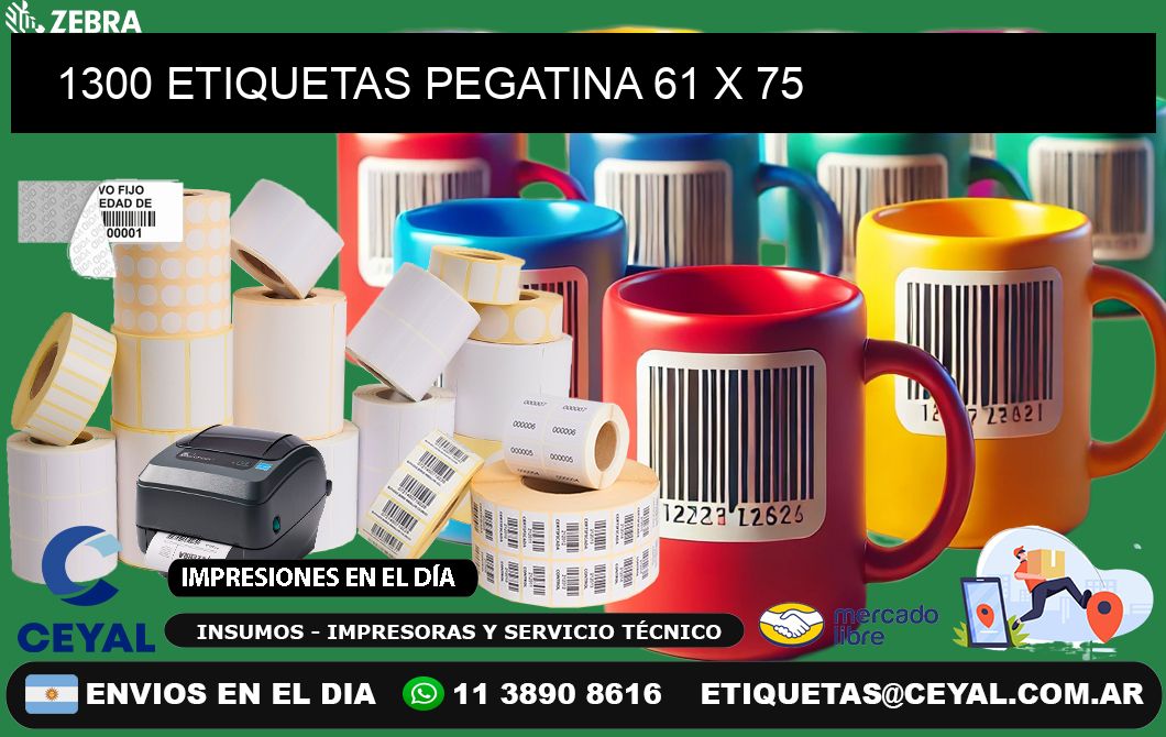 1300 ETIQUETAS PEGATINA 61 x 75