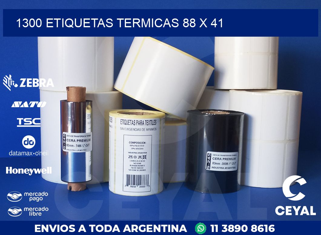 1300 ETIQUETAS TERMICAS 88 x 41