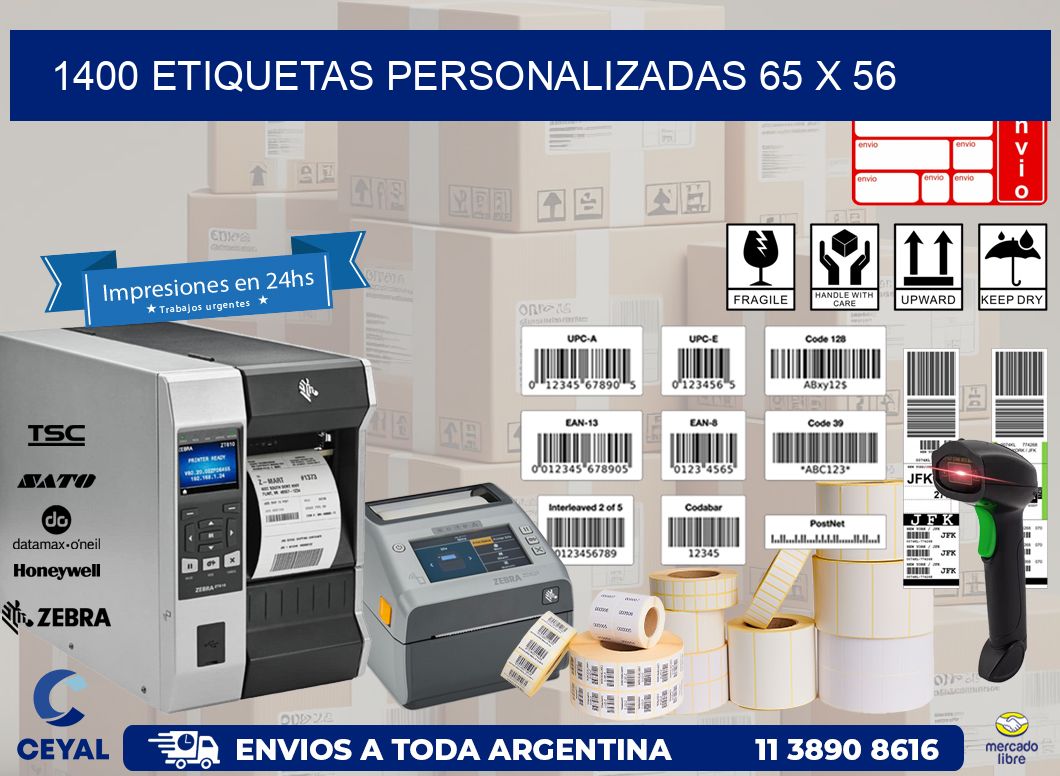 1400 ETIQUETAS PERSONALIZADAS 65 x 56