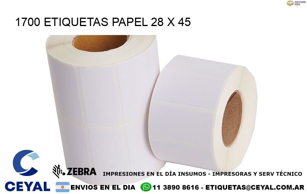 1700 ETIQUETAS PAPEL 28 x 45