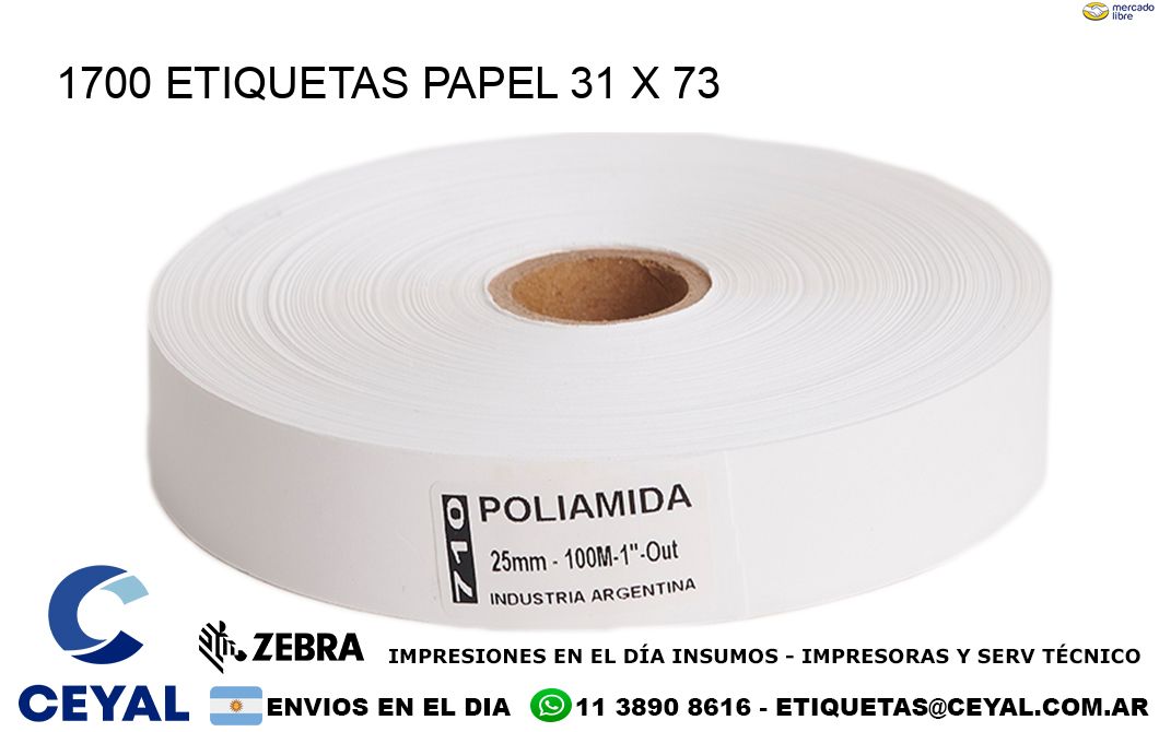 1700 ETIQUETAS PAPEL 31 x 73