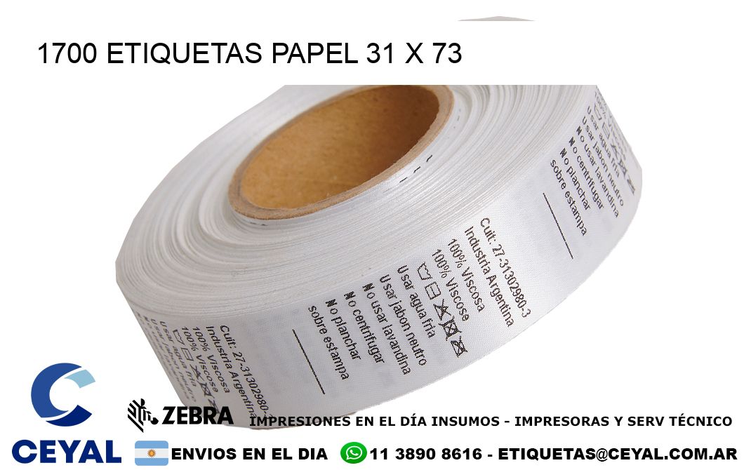 1700 ETIQUETAS PAPEL 31 x 73