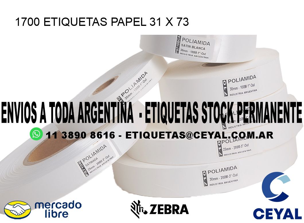 1700 ETIQUETAS PAPEL 31 x 73