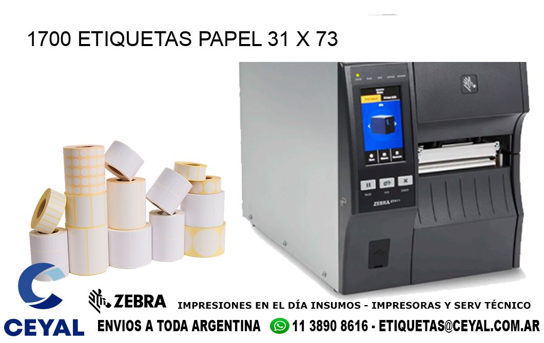 1700 ETIQUETAS PAPEL 31 x 73