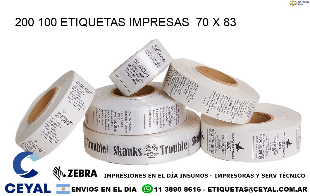 200 100 ETIQUETAS IMPRESAS  70 x 83
