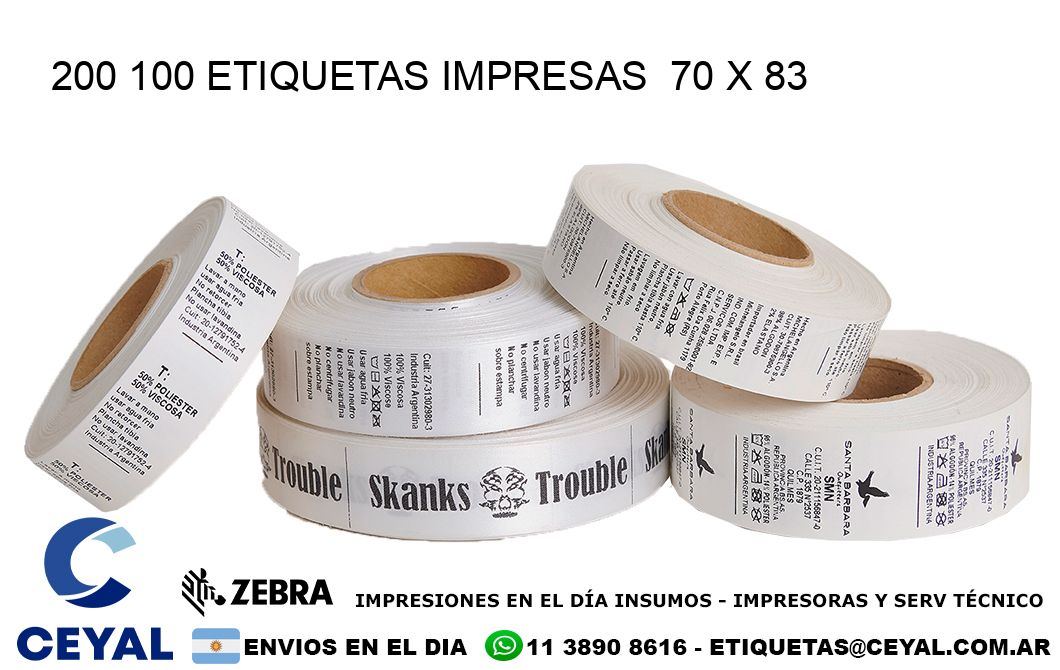 200 100 ETIQUETAS IMPRESAS  70 x 83