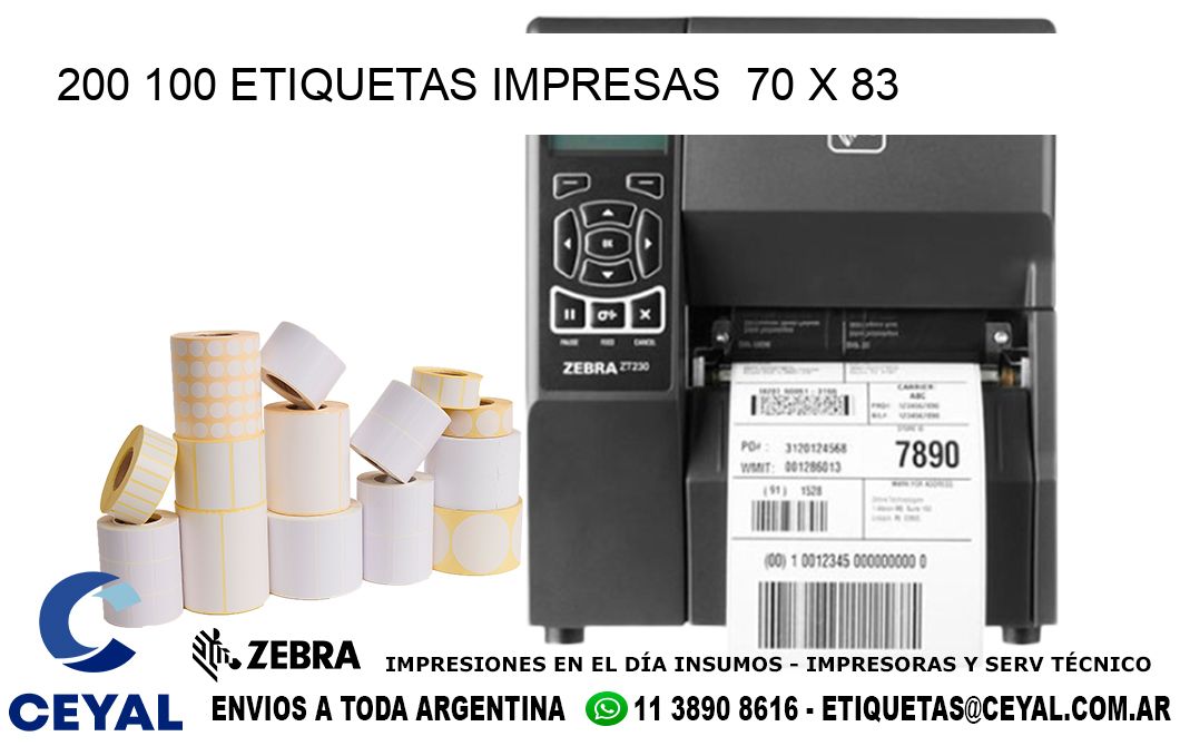 200 100 ETIQUETAS IMPRESAS  70 x 83