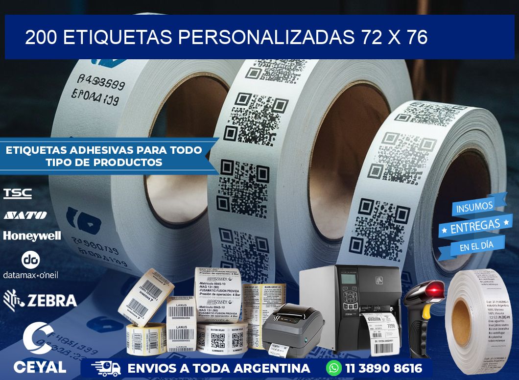 200 ETIQUETAS PERSONALIZADAS 72 x 76