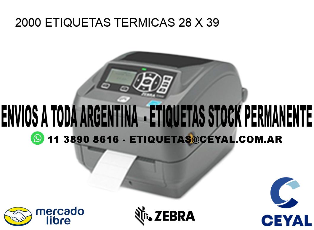 2000 ETIQUETAS TERMICAS 28 x 39