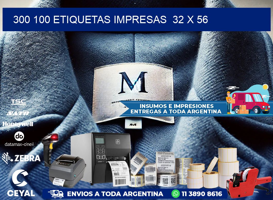 300 100 ETIQUETAS IMPRESAS  32 x 56