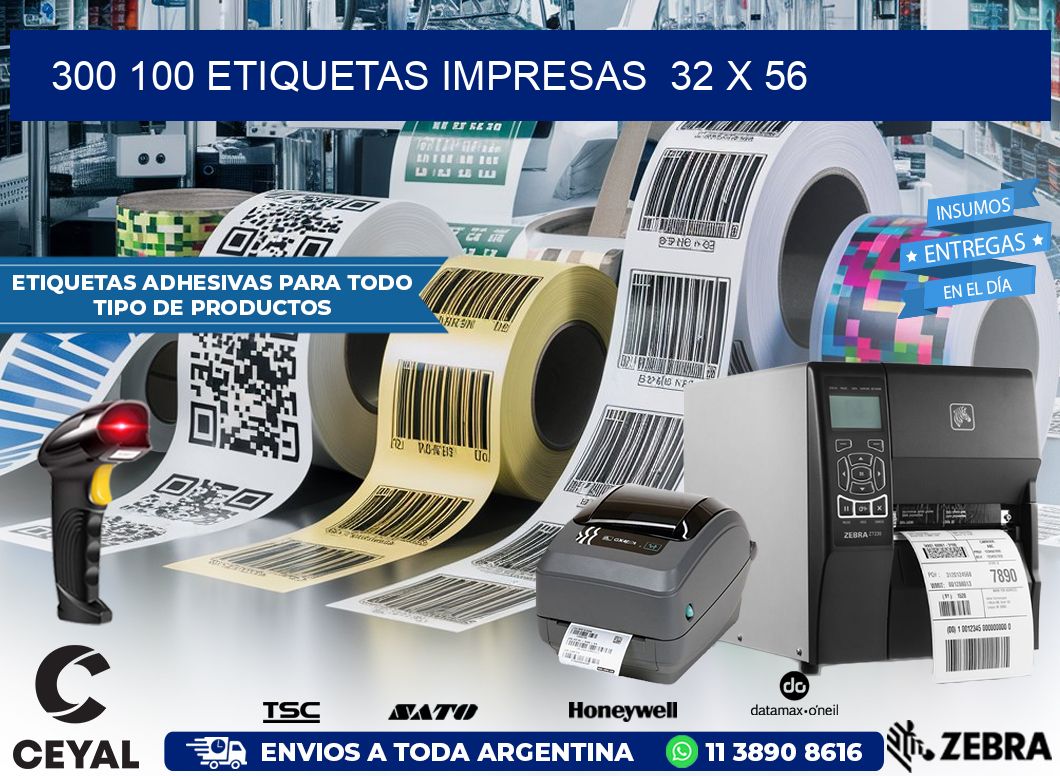 300 100 ETIQUETAS IMPRESAS  32 x 56