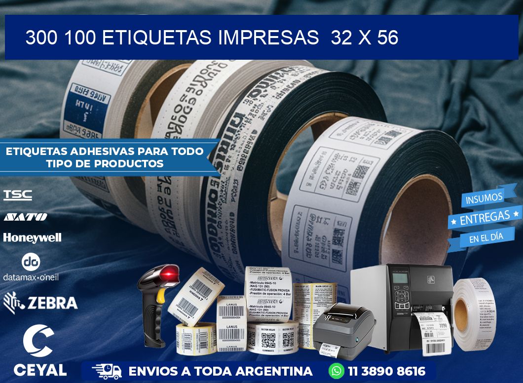 300 100 ETIQUETAS IMPRESAS  32 x 56