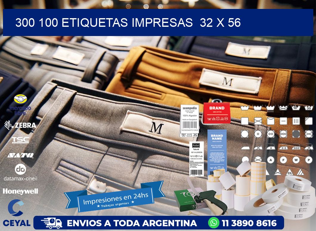 300 100 ETIQUETAS IMPRESAS  32 x 56