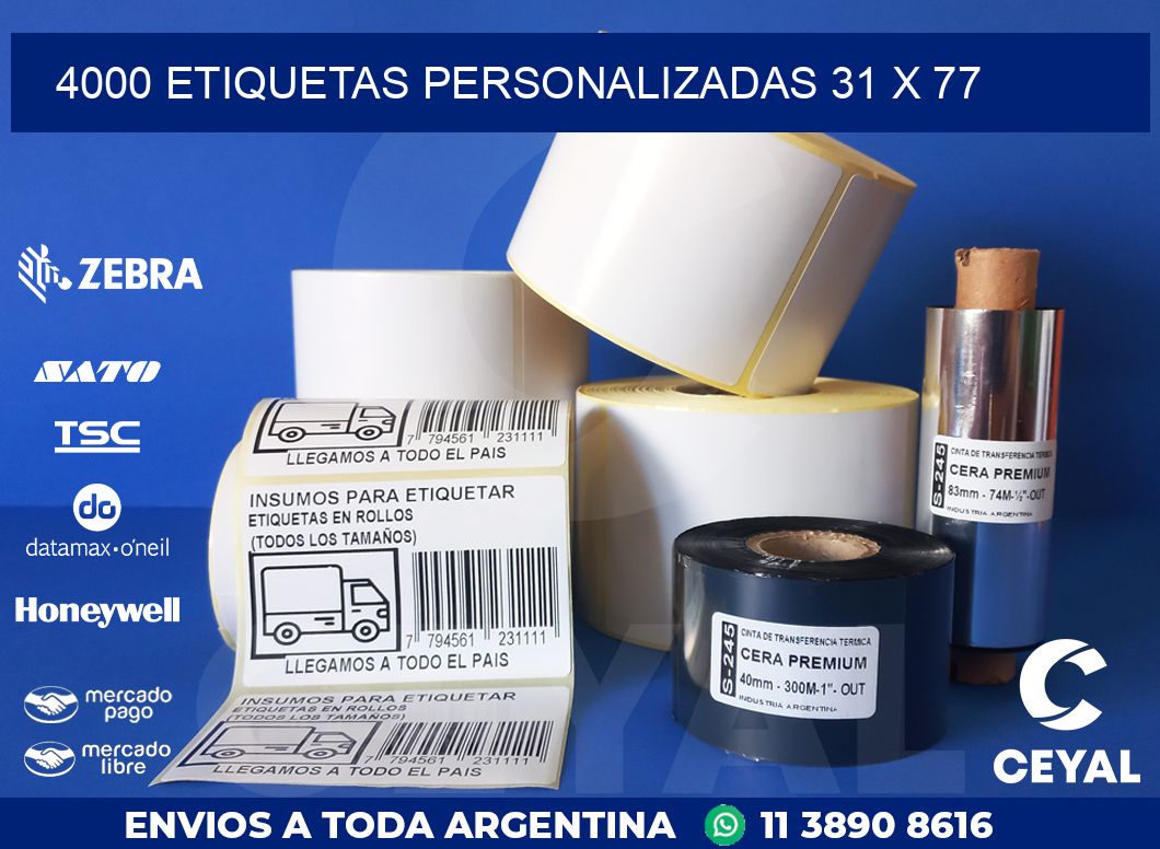 4000 ETIQUETAS PERSONALIZADAS 31 x 77