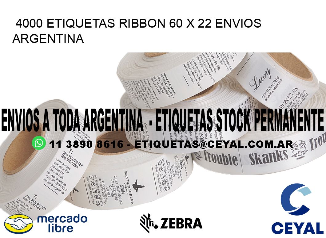 4000 ETIQUETAS RIBBON 60 x 22 ENVIOS ARGENTINA