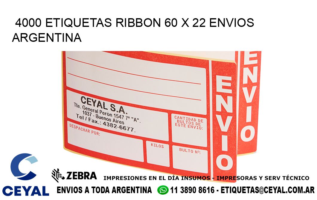 4000 ETIQUETAS RIBBON 60 x 22 ENVIOS ARGENTINA