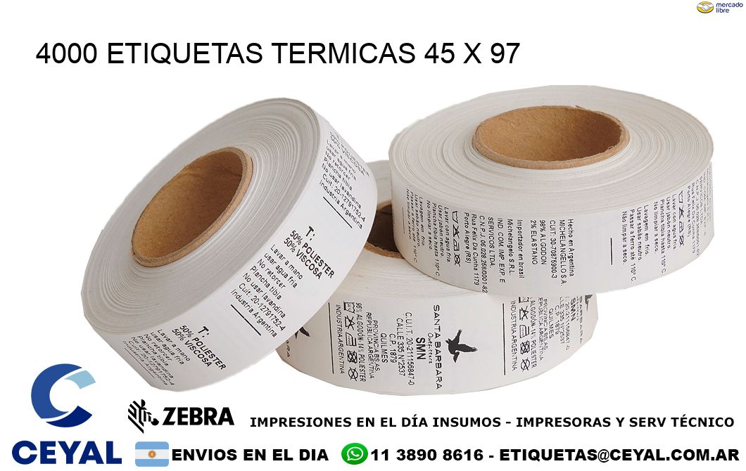 4000 ETIQUETAS TERMICAS 45 x 97