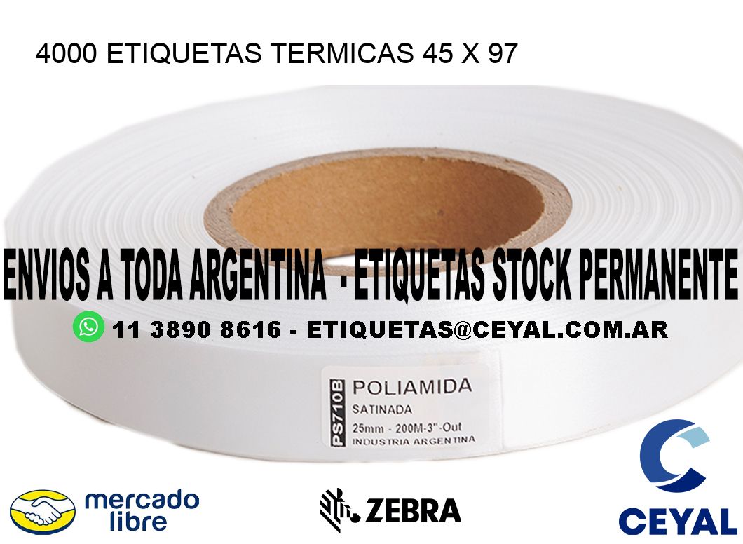 4000 ETIQUETAS TERMICAS 45 x 97