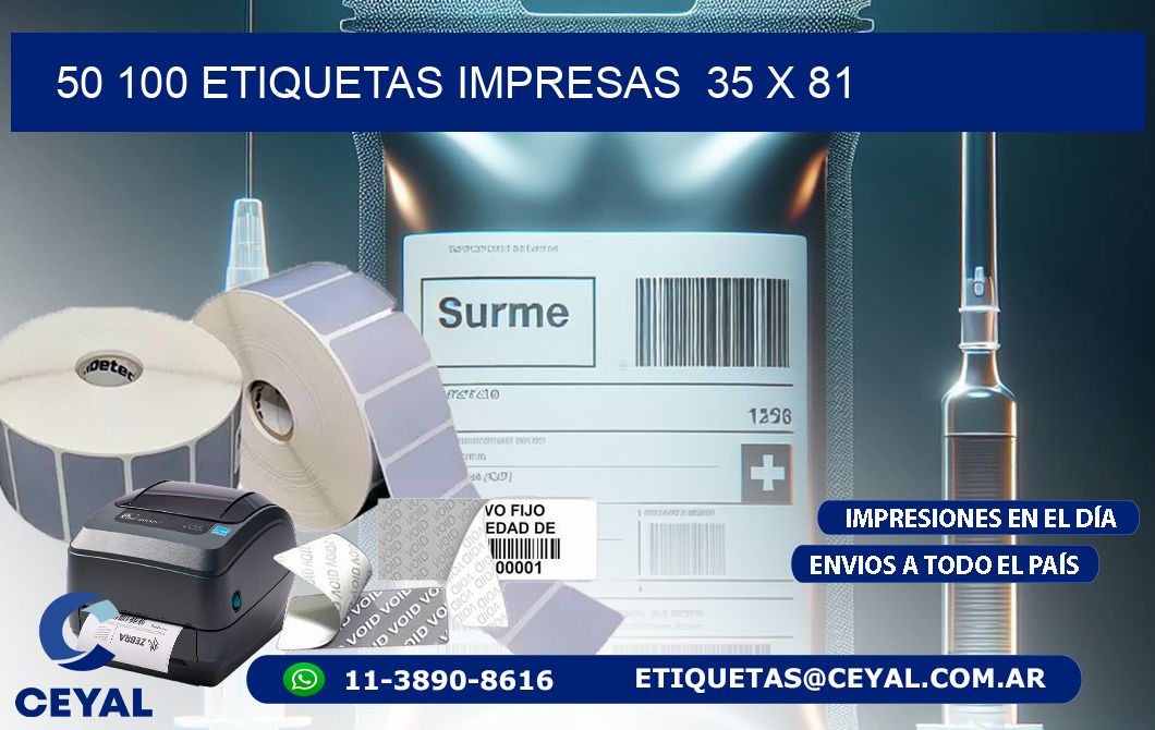 50 100 ETIQUETAS IMPRESAS  35 x 81