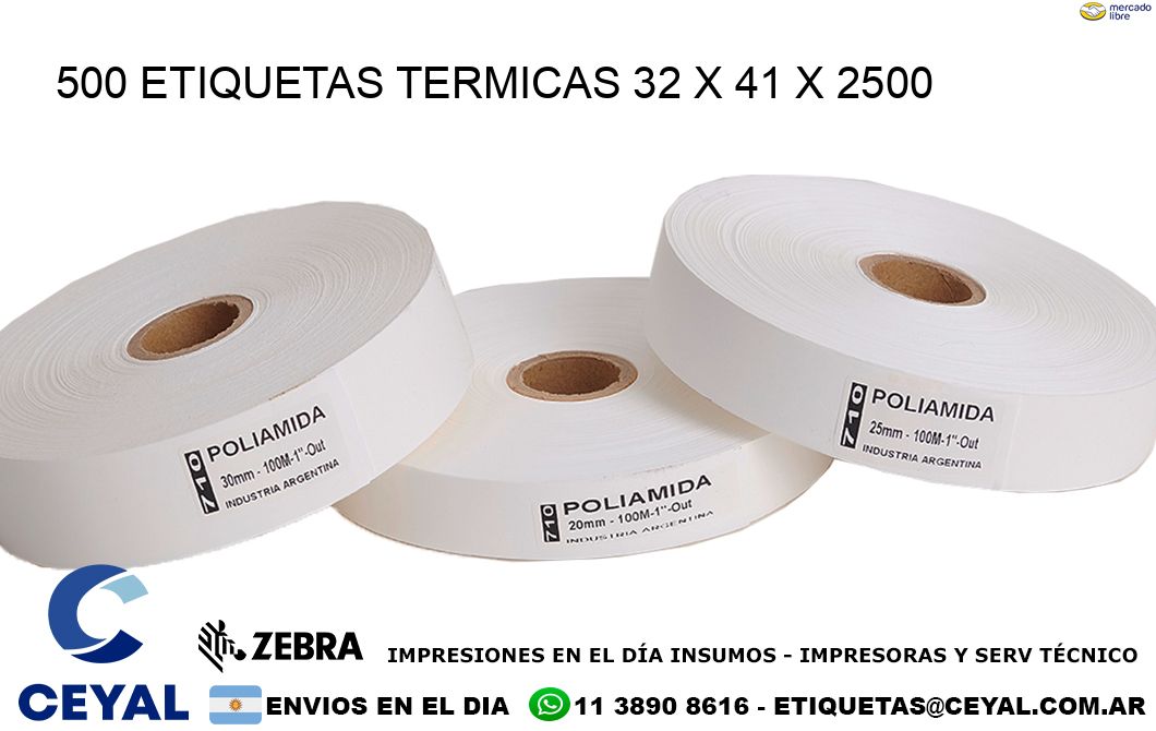 500 ETIQUETAS TERMICAS 32 x 41 x 2500
