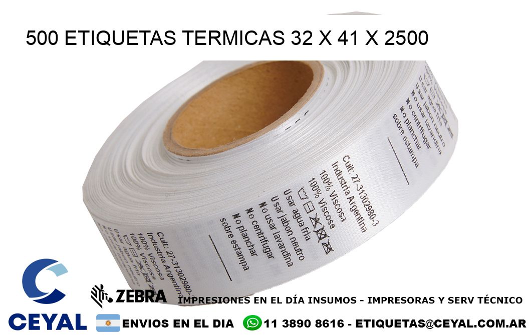 500 ETIQUETAS TERMICAS 32 x 41 x 2500