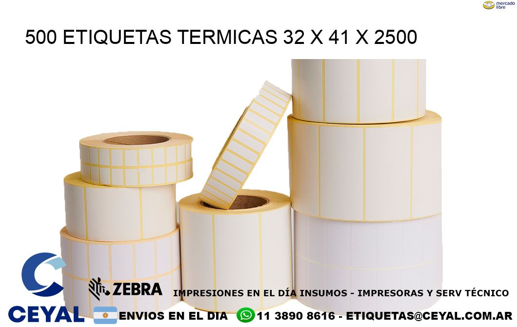 500 ETIQUETAS TERMICAS 32 x 41 x 2500