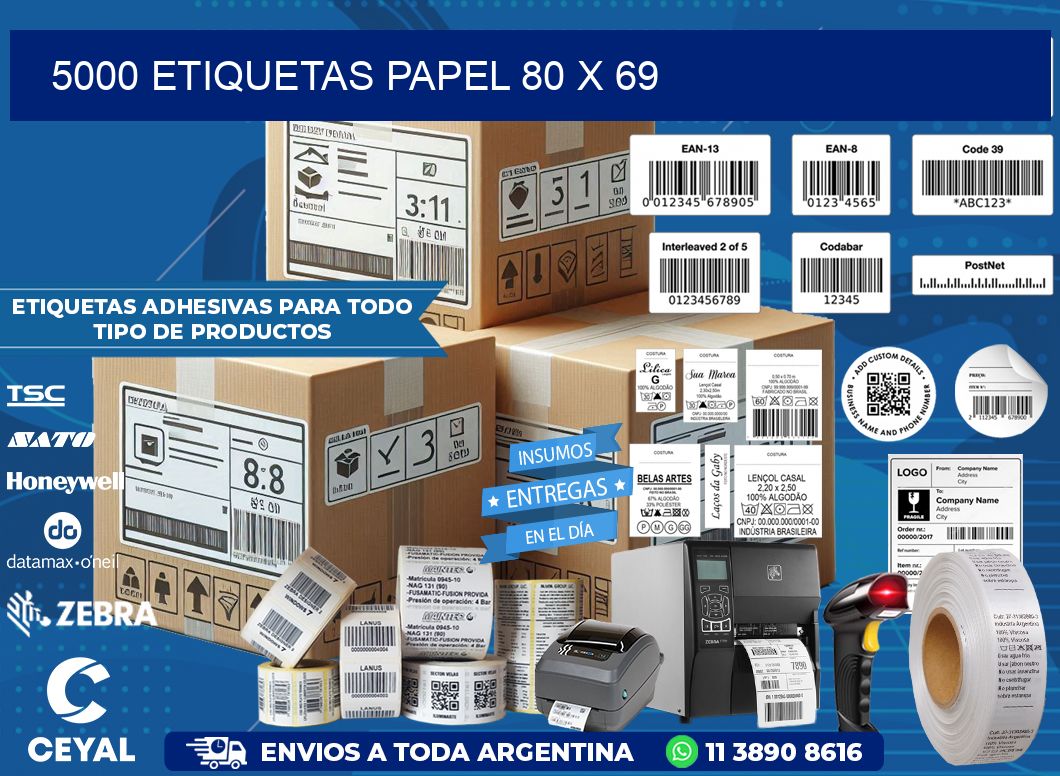 5000 ETIQUETAS PAPEL 80 x 69