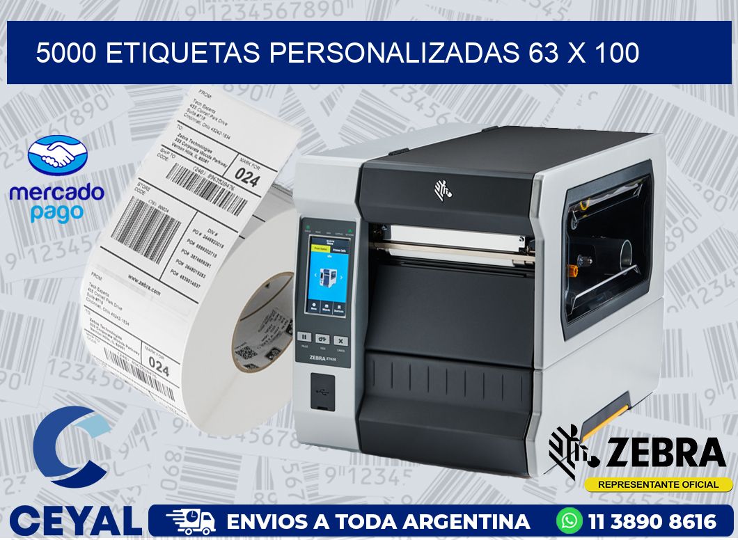 5000 ETIQUETAS PERSONALIZADAS 63 x 100