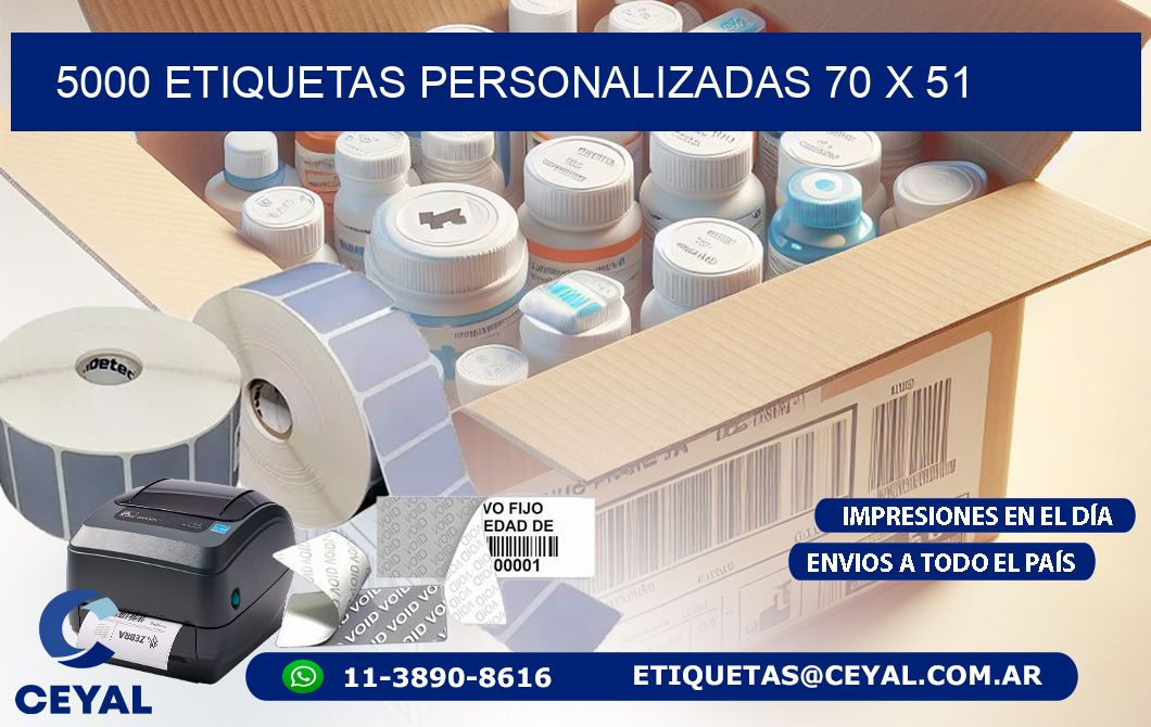 5000 ETIQUETAS PERSONALIZADAS 70 x 51