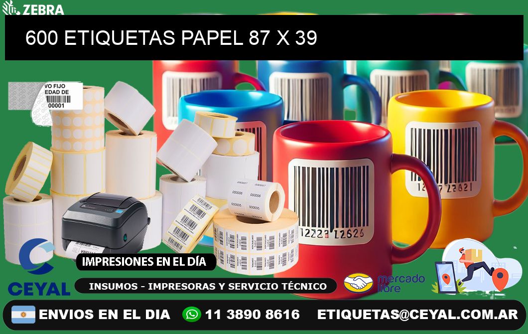 600 ETIQUETAS PAPEL 87 x 39