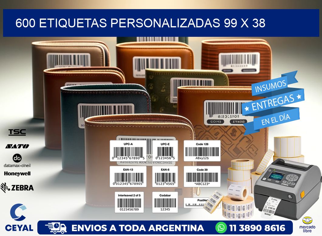 600 ETIQUETAS PERSONALIZADAS 99 x 38