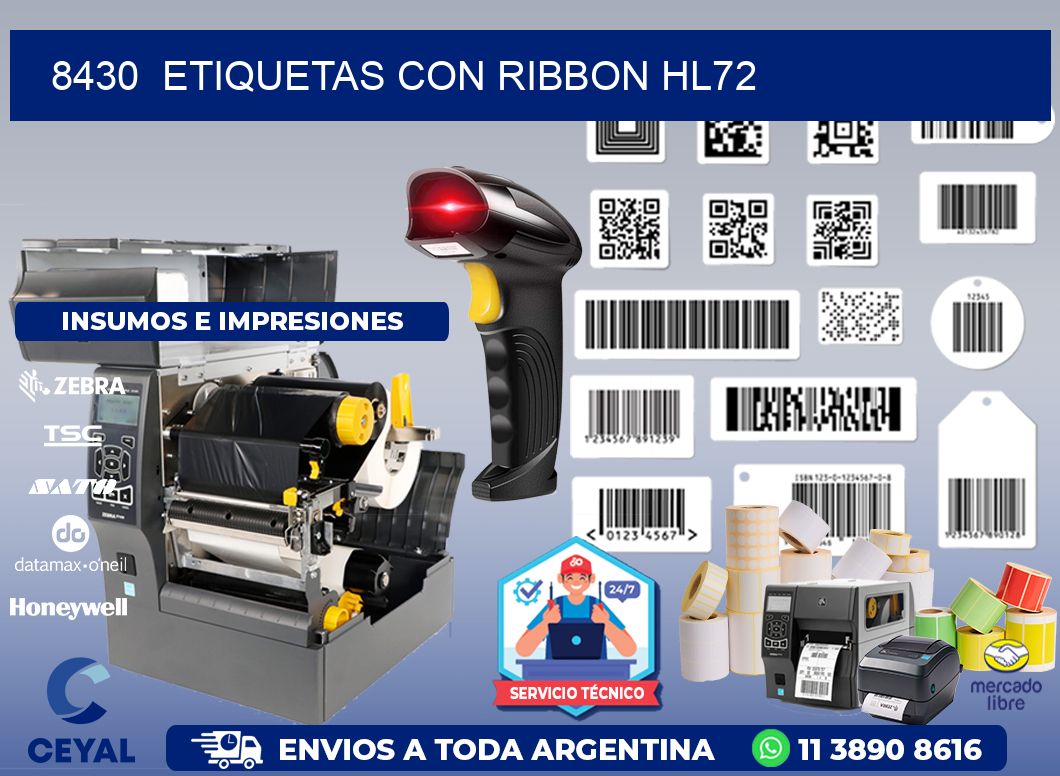 8430  ETIQUETAS CON RIBBON HL72