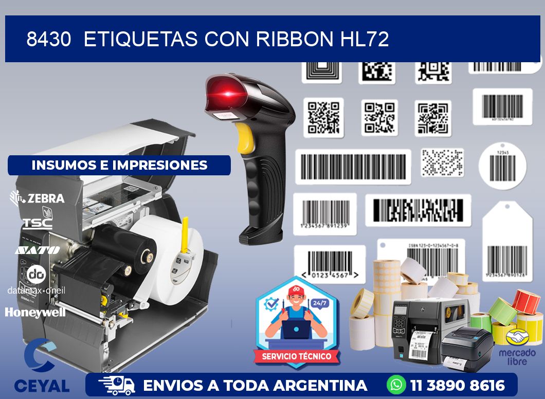 8430  ETIQUETAS CON RIBBON HL72