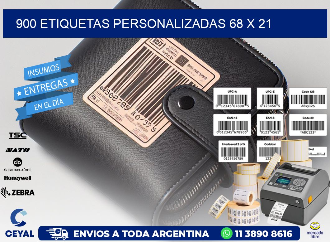 900 ETIQUETAS PERSONALIZADAS 68 x 21