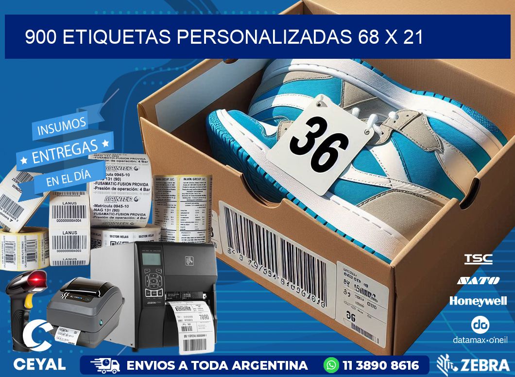 900 ETIQUETAS PERSONALIZADAS 68 x 21
