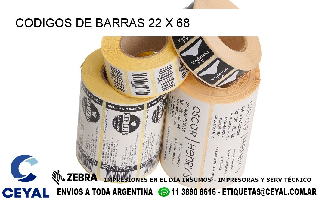 CODIGOS DE BARRAS 22 x 68